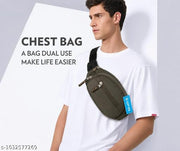Unisex Waist Bag | Multi Pocket Travel Waist Pouch | Adjustable Belt Bag | Olive Green