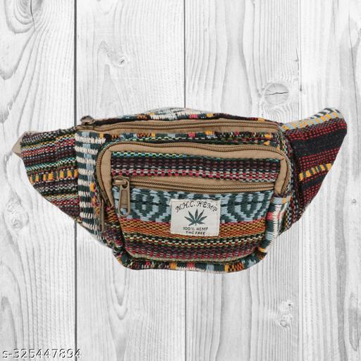MYRIAD waist hemp bag Compact Hemp Waist Bag for Music Festivals and More Trendy Hemp Waist Pouch for Fashion-Forward Individuals Size-(30 x 12 CM)