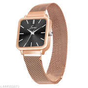 Jainx Square Black Dial Mesh Chain Analog Wrist Watch for Women