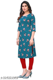 Polyster/Crepe fabric-Women Printed Straight Kurti