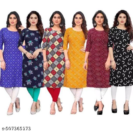 Women Printed Crepe Kurti (Combo Of 5)
