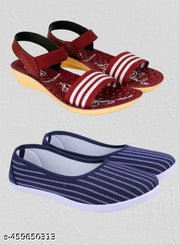 Hiyaga Women Printed Casual Bellies and Sandals, Stylish Comfortable, Light Weight Pack of 2