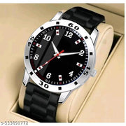 Yolako Black 126 Dial Silver Cash Black Pu Bump Belt Boy and Men Watch