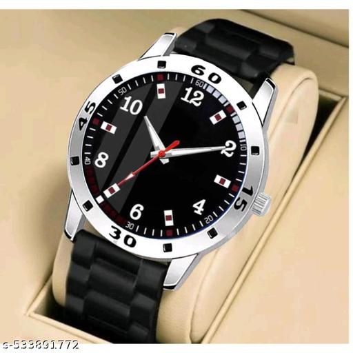 Yolako Black 126 Dial Silver Cash Black Pu Bump Belt Boy and Men Watch