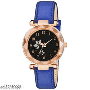New Dial Leaf Leather Belt Girls Analog Watch