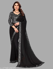 Belt Saree Georgette Zari Sequin Embroidery with Full Work Blouse & Belt