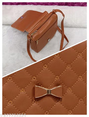 Fancy Fashionable women Tan PU sling bags/Full hand work bag/sling bag for women/party wear bag for women/long bag for women/wedding bag for women/Small sling bags/Premium PU leather sling bags for women