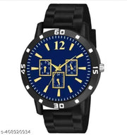 Miss perfect Blue Sq Crono Dial Bumpper Pu Black Belt Men and Boy Watch