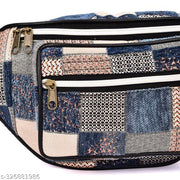 K London Stylish Canvas Multi Colored Ethnic Design Waist Pack Waist Pouch Travel Pouch Passport Holder Waist Bag with Adjustable Strap (11702_Multi)