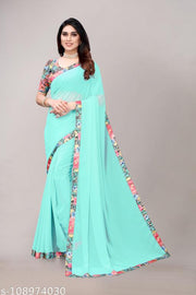 Digital Flora beautiful Lace Border saree.