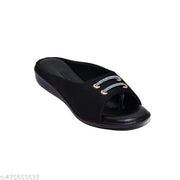 New glow walk women flat sandal and girls stylish flip flops black