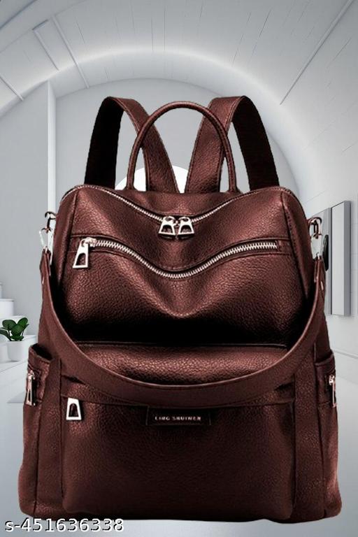 Muchova College Girl Casual Choco Simple Pattern Vegan Leather Medium Size Bag For School Student Teen Girls University Women Easy Carry Premium(Backpack for womens Latest Bag for Girls Shoulder Daypack)