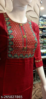 Trendy Women's Straight Embroidery Kurtis