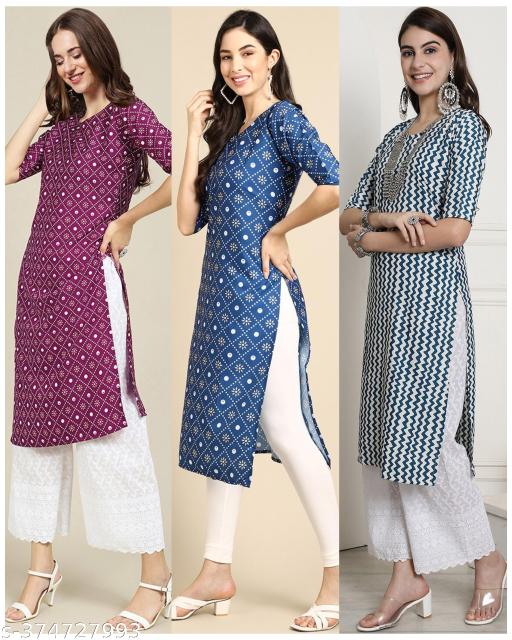 Latest 2024 New KURTIS FOR WOMEN (Pack of 3)