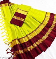 Mira Pattu Cotton Silk Saree with Blouse Piece (Cyan & Blue)