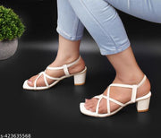 woman new trending white heel sandal