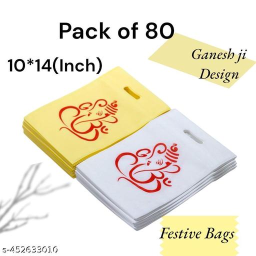 CARRY CLOUD 10x14 Inches Ganesh Ji Bags: Perfect for Festivals and Events, Durable Printed Bags, Stylish Printed Tote (Pack of 80)