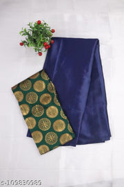 Satin Silk Navy Blue Saree with blouse