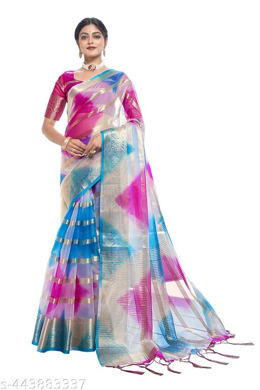 NEW FANCY ORGANZA SAREE  MULTY COLOUR SAREE