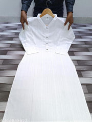 Apaari Fab Women's Cotton Straight Kurti | Aagam Fabulous Kurtis | Women Cotton White Straight Office Wear Casual Kurti | White Kurta For Women | Coller Kurti