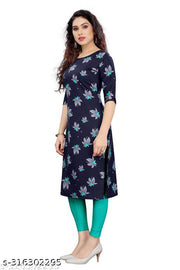 Polyster/Crepe fabric-Women Printed Straight Kurti