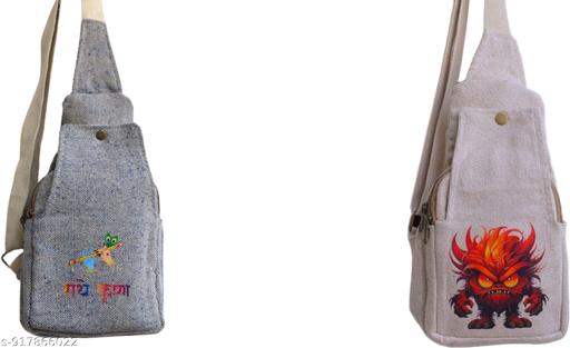 Unisex Hemp Crossbody Bag, 14" H x 7.5" W, Eco-Friendly for Men & Women