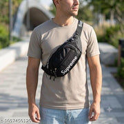 Waist Bag for Men & Women | Crossbody Fanny Pack Sling Bag for Hiking, Travel, Camping, Outdoor Sports & Cycling | Adjustable Strap (Black)