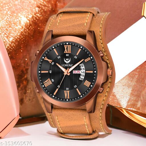Lorenz Two-in-one detachable bracelet strap day & date watch for Men | Watch for Boys (Tan) | MK-4030R