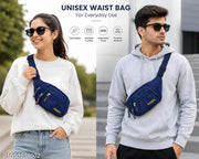 Nyfee Unisex blue Waist Bag for Men & Women | Multi-Pocket Travel Sling Bag | Adjustable Strap