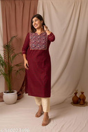 Amthi's Pure Cotton Handblock Printed A-Line Kurti For Woman