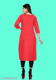 Pack of 2 Women's Stylish Solid Kurti Set | Round Neck, 3/4 Sleeves | Casual & Office Wear
