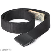 Money Belts for Travel for Men, Nylon Military Tactical Mens Belt with Zinc Alloy Buckle, Security Travel Money Belt with Hidden Money Pocket - Black