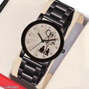 HRV Crystal-Sitting Couple-WD-Chain-Women Premium Quality Designer Fashion Wrist Analog Watch