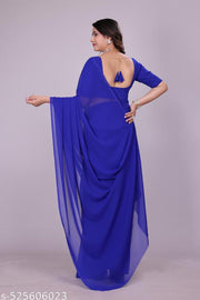 plain Georgette saree for womens