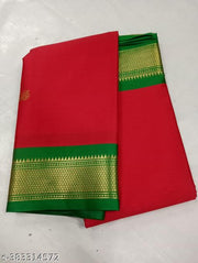 Golden Zari Cotton Silk Paithani Saree Red green