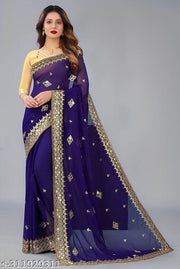 HEAVY KAJU DESIGN EMBROIDERY WORK WITH MIRROR SAREE BY KRADDLE