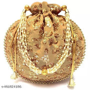 Women Velvet Potli Bag,  Beige Velvet Potly Bags for women and girls