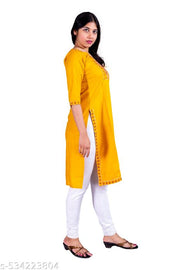 Women’s Mustard Rayon Straight Kurti