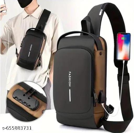 Waterproof Polyester Slim Unisex Crossbody Sling Bag Chest Backpack Men's Shoulder Bag, Leisure Travel Handbag, Hard Shell Anti-Theft Chest Bag