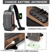 Crossbody Sling Bag | Water-Resistant Chest Backpack with USB Charging Port | Anti-Theft Shoulder Side Messenger Bag for Travel, Office, Cycling, Tablet & Daily Essentials