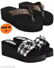 (PACK OF 2)Daily Use Colorfull Trending Hawai Flip-flop and Slippers For Women and Girls