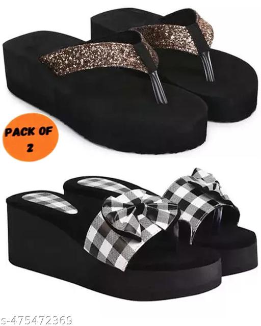 (PACK OF 2)Daily Use Colorfull Trending Hawai Flip-flop and Slippers For Women and Girls