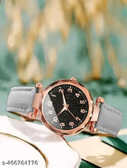 Trendy Girl's Watch Luxurious Looking Black Dial Leather Belt Girl and Women Watch Analog Watch - for Women Cute Casual Women's Watch Ladies Watch Watch for Daily Life New Collection Women's Watch Shiny Fashion Women Watch
