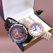 Attractive Black couple watch combo party wedding Couple Wedding Gift Combo, Anniversary Gift Combo, Couple Gift set - Men & Women