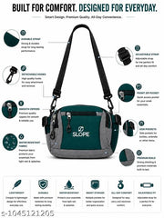 TEAL WAIST BAG WITH MULTIPLE POCKETS | 3 IN 1 TRAPS WITH SLING, BUCKLE AND IN BUILT BELT LOOP OPTION | EASY TO CARRY | WATERPROOF FABRIC WITH PREMIUM ZIPPERS