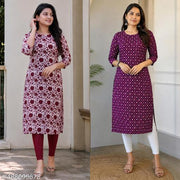 Women’s Printed Crepe Kurti | Stylish Fashion Kurta for Daily Wear | combo of 2 | pack of 2