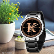 Talgo Analog Round Black Dial ALPHABET K Design Stylish Black Silicone Strap Classic Design Fancy Wrist Watch for Men and Boys, Pack of 1 - ALP-K-NEWAVO-SIL-CDBLK