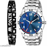 New Fashion Watch for Men and Boys Premium Collection King Bracelet Watch Combo Analog Watch - For Men