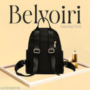 Belvoiri New Classic Nylon Solid Multi Pocket Edition Backpack for Women/Girls- College Travel Casual Use