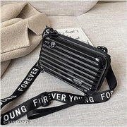 Forever young Side Sling bag for girls Black hand bag for girls Mini suitcase rectangle bag for girls and women